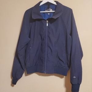 Vintage North Face Puffer Bomber Jacket Size L Navy Blue Made In USA